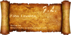 Fohn Levente névjegykártya
